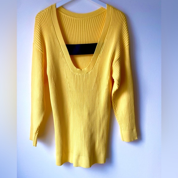 NWT Zara yellow knit long top/short dress low back knit with black ribbon detail - Picture 11 of 15
